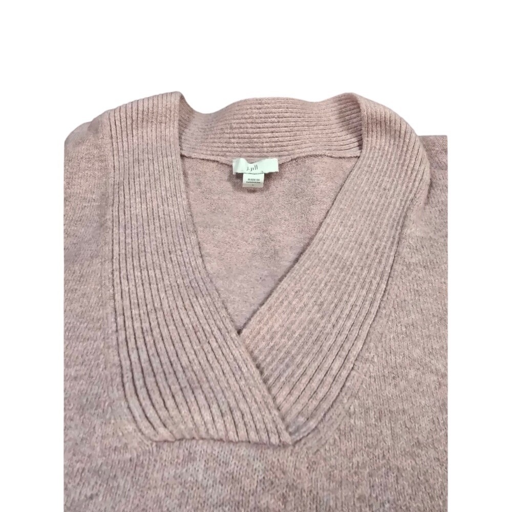 J. Jill Women Dusty Mauve Pink Ribbed V-Neck Dolman Sleeve Knit‎ Sweater Large